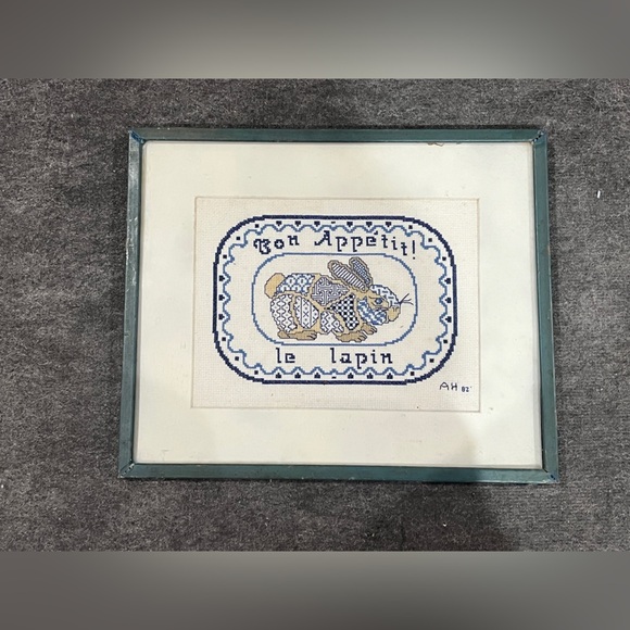 FINAL PRICE DROP Vintage Completed Cross Stitch Art - Picture 1 of 3